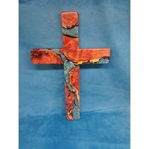 Panneau mural en bois rustique avec croix en résine pour la prière religieuse et la décoration - Product Image 3