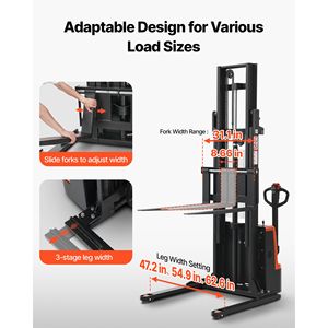 Sollevatore Elettrico per Pallet con Capacità di 1500 kg, Altezza di Sollevamento 244 cm, Forche Elettriche Complete, Sollevatore a Forche con Gambe Apribili - Product Image 3