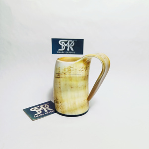 Handcrafted <b>African</b> Horn Beer Mug Organic <b>Material</b> 5 Inch Natural Skin Finish Rustic Viking Themed Eco-Friendly Engraving - Product Image 6