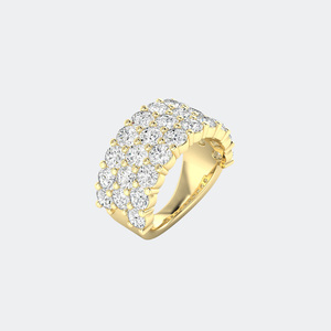 4.80CTW Round Cut Pave Set Triple Row <b>Statement</b> <b>Ring</b> - Product Image 4