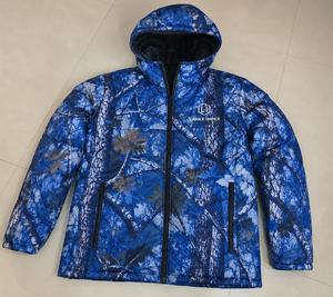 Men's Blue Forest Camouflage Hooded Puffer <b>Jacket</b> <b>Waterproof</b> Windproof Thermal Insulated <b>Winter</b> Outdoor Hunting Hiking Full Zip - Product Image 6