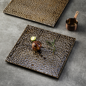 YAYU 2025 – Assiette de service rustique tendance marron mat pour sashimi, vaisselle en céramique pour <span class=keywords><strong>restaurant</strong></span> japonais Omakase, plat de présentation en porcelaine - Product Image 1