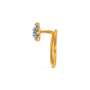GLEAMORA ENTERPRISE Flower Shape Brilliant Cut Lab Grown Diamond Certified <b>Nose</b> Pin 14K Yellow <b>Gold</b> Plated Luxury <b>Stud</b> Women's - Product Image 3