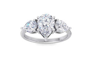 Anillo de Compromiso y Boda de Tres Piedras con Diamante Cultivado en Laboratorio con Corte Pera para Mujer, Diamantes Laterales Marquise, Oro de 18K, Certificado IGI - Product Image 5