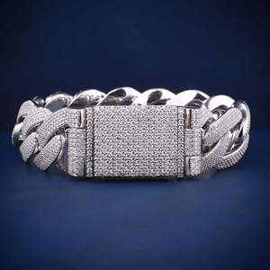 Pulsera de Cadena de Diamantes de Plata 925 para Hombre, Corte Brillante Redondo, Micro Pavé, Joyería de Uso Diario - Product Image 3