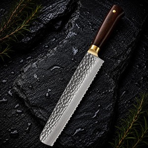 Ensemble de couteaux de chef japonais forgés à la main, lame en acier Damas, manche en bois, finition satinée, 8-9,9 pouces, pour droitiers, usage en cuisine - Product Image 5
