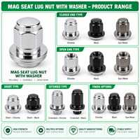 Mur Baut Roda Mag Seat dengan Washer Flat Seat Shank Style, Mur Roda Kustom OEM, Pengikat Otomotif