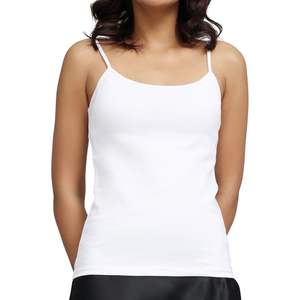 Camiseta sin mangas blanca personalizada al por mayor para mujer, con tirantes finos, ajuste ceñido, de algodón elástico, informal, para gimnasio, básica - Product Image 4