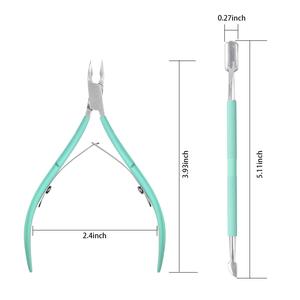 Green Trimmer with Cuticle Pusher Cuticle Nipper Stainless Steel Cuticle Remover Cutter Clipper Durable Pedicure Manicure Tools - Product Image 5