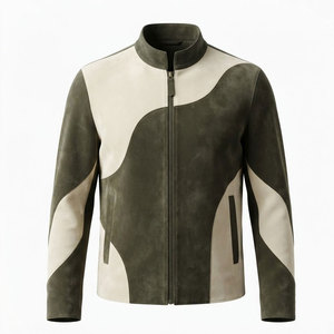 High Quality <b>Suede</b> <b>Leather</b> <b>Jacket</b> Featuring Modern Zip Front Design Comfortable Texture For Men Outdoor And Casual Clothing - Product Image 1
