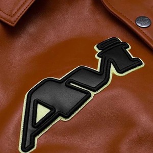 Avirex Brown <b>Sheepskin</b> Leather Flight Bomber <b>Jacket</b> for Men - Product Image 3