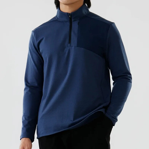 Proveedor de Ropa Deportiva al por Mayor, Sudaderas con Cierre de Cremallera de Alto Rendimiento OEM, Fabricadas en Poliéster Terry, Chaqueta de Gimnasio con Cierre de 1/4 - Product Image 1
