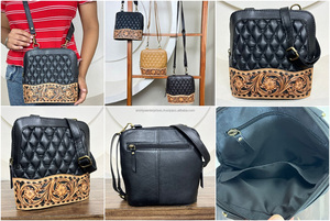 Nouveau sac à bandoulière en cuir matelassé à motif losanges, en cuir véritable, fait à la main, de style occidental, pour femmes, sac à main de luxe de créateur - Product Image 3