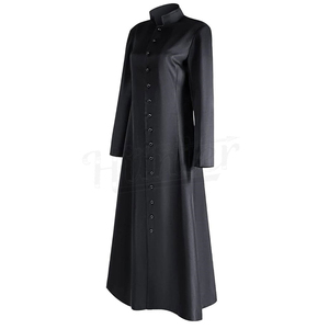 Soutane de prêtre personnalisée noire à manches longues en polyester brodé, style européen, uniforme de clergé toutes saisons, haute qualité, OEM - Product Image 4