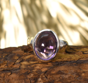 Purple Amethyst <b>Ring</b> , Oval Cabochon <b>Ring</b>, 925 Sterling <b>Silver</b> <b>Ring</b>, Purple Gemstone <b>Ring</b>, <b>Men</b>’s Bezel <b>Ring</b>, Bold Unisex - Product Image 1