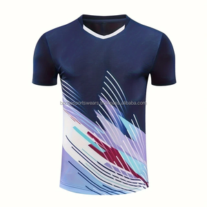 เสื้อแบดมินตันผู้ชายแบบกำหนดโลโก้เอง โลโก้ทีม โพลีเอสเตอร์ แขนสั้น ระบายอากาศ แห้งเร็ว ไซส์ใหญ่ ชุดฝึกซ้อม ชุดทีม - Product Image 1