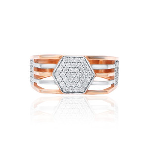 Anillo de Oro Rosa de 18 Quilates para Hombre con Diamantes CZ, Peso 5.050 Gramos, Joyería Esencial para Hombre para Comercio Internacional y Revendedores - Product Image 1