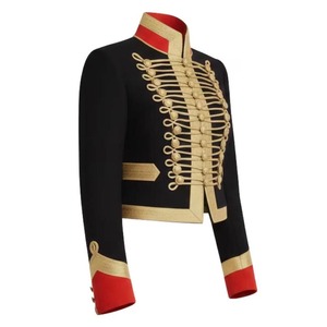 <b>Men's</b> Black Hussar Jacket With Gold Braiding And Red Trim Formal <b>Double</b> <b>Breasted</b> Style <b>Coat</b> Winter Uniform Wear - Product Image 1