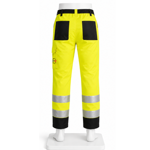 Pantalon de travail unisexe bleu marine haute visibilité respirant et réfléchissant, bandes jaunes, plusieurs poches, coupe classique, résistant à l'eau - Product Image 6