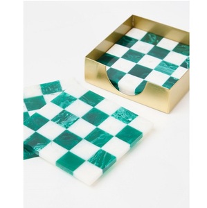 Juego de Posavasos Cuadrados de Nácar Brillante, Posavasos de Mosaico de Alta Calidad para Tazas de Café con Soporte, Juego de Posavasos Hechos a Mano - Product Image 5