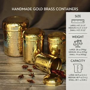 Handcrafted Hammered Brass Storage <b>Canister</b> <b>Set</b> with Airtight Lids Kitchen Containers for Tea Coffee Sugar Cookies OEM Wholesale - Product Image 5