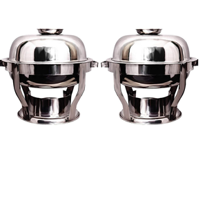 Ensemble de deux réchauds alimentaires en acier avec support élégant pour buffet, service de restauration hôtelière, plats de service pour table de dîner - Product Image 4