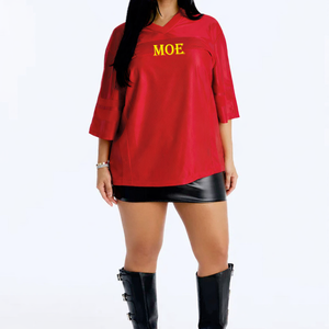 Camiseta de malla transpirable de alta calidad para mujer 2026, jersey de fútbol americano oversize con cuello en V, venta al por mayor, OEM, marca privada - Product Image 4