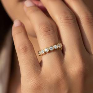 แหวนทรงกลมฝังเพชรแบบเบเซลเซ็ต 1.35 กะรัต ดีไซน์แบบ Eternity - Product Image 6