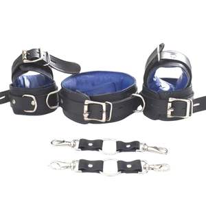 Frog Tie Leather Restraint Set for Wrist Ankle and <b>Thigh</b> Control - Product Image 1