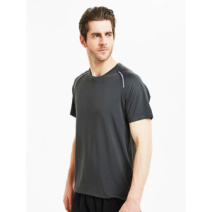 Men's Blue Geometric Pattern Short Sleeve Quick Dry Sporty T-<b>Shirt</b> Slim Fit Knitted O-Neck Athletic Wear - Product Image 4