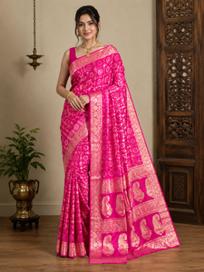 Elegant Ethnic Art Silk Bandhej <b>Saree</b> Classic Bandhani Art Silk <b>Saree</b> At Unbeatable Price From India Supplier - Product Image 2