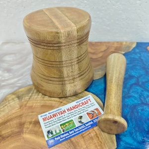 Ensemble mortier et pilon en bois écologique, durable, nouveau design, en bois naturel, pour moudre les épices, ustensile de cuisine de bonne qualité - Product Image 4