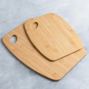 Planche à découper en bambou naturel courbé, grande planche à découper en bois avec bords arrondis et trou de suspension intégré, planche de service - Product Image 2