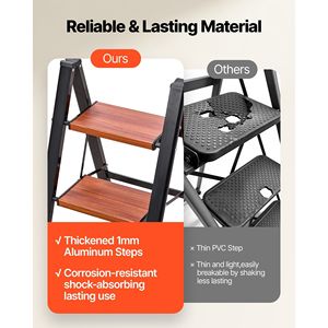 Scala Pieghevole Leggera a 2 Gradini con Impugnatura Comoda e Pedali Larghi Antiscivolo, Portatile in Alluminio, Capacità 150 Kg - Product Image 5