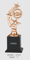 Trophée de récompense en métal or et or rose, 11 pouces, gravure écologique sur le thème sportif avec base noire et logo