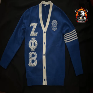 Royal Blue Pearl Letterman <b>Cardigan</b> <b>Sweater</b> Custom Men Casual Knitwear <b>Sweater</b> - Product Image 1