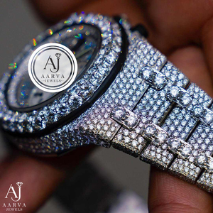 Reloj de Lujo para Hombre AARVA JEWELS, Cronógrafo de Cuarzo, Acero Inoxidable, Cristal de Zafiro, Bisel con Cristales, Resistente al Agua 10 Bar, Estilo Hip Hop - Product Image 5