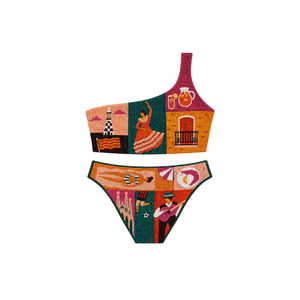 Bikini Rosa con Cuentas y Bordado de Pájaro, Micro-Triángulo y Parte Inferior Verde, Traje de Baño de Alta Calidad para Mujer, Bikini con Cuentas al por Mayor - Product Image 3