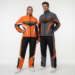 Full <b>Zip</b> Polyester Sublimation Windbreaker Tracksuit Navy Blue & Bright Blue Matching Set for unisex with custom logos - Product Image 5