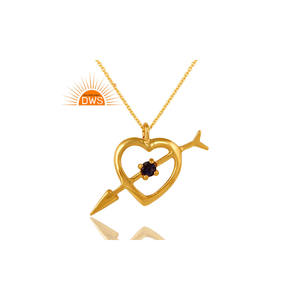 Meilleure vente Ensemble de pierres précieuses Iolite en argent sterling 925 plaqué or Collier pendentif en forme de cœur en argent 925 fabricant de bijoux - Product Image 3