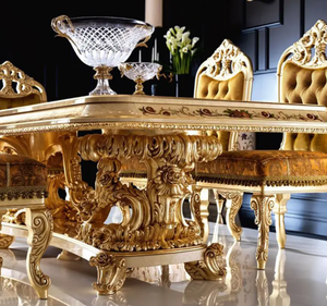 ชุดโต๊ะรับประทานอาหารไม้สักแกะสลักสไตล์ยุโรปสุดหรูหรา  รักษ์โลก เหมาะสำหรับโรงแรมและห้องรับประทานอาหารสุดหรู ผลิตในอินโดนีเซีย - Product Image 3