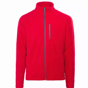 Veste en polaire rouge pour homme, col roulé zippé, décontractée, respirante, en polyester tricoté, pour l'automne - Product Image 3