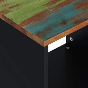 Tavolino da caffè multicolore in legno massello di recupero e metallo ingegnerizzato - Product Image 6