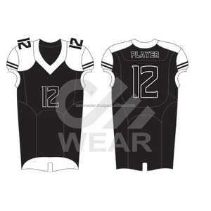 Uniforme de football américain pour hommes, bleu et blanc, col en V, manches courtes, 100% polyester, évacuation de l'humidité, coupe ajustée, impression sublimée, équipe - Product Image 4