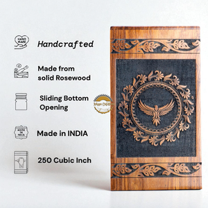 AYAANS Rosewood wooden Hand Carved Wooden Hot Selling cremation Urn <b>Box</b> for Adult Ashes Wholesale Cremation Urns (6X6X11)IN - Product Image 6