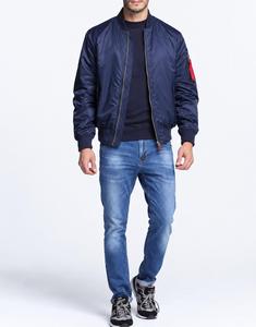 Chaqueta Bomber para Hombre, Cuello Alto, Cierre de Cremallera, Estilo Casual, Ecológica, Logotipo Frontal, Resistente al Viento, Corte Regular, para Otoño - Product Image 2