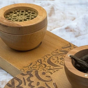 Juego de quemadores de incienso de madera con grabados láser intrincados, elegante bandeja doble para incienso, fragancia y decoración artesanal para el hogar - Product Image 3