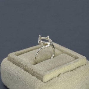 Anillo Ovalado de Plata de Ley 925 de 8x10mm para Engastar Gemas, Anillo Semimontado DIY, Anillo Ovalado Hecho a Mano con Engaste de Garras, Base para Joyería Personalizada - Product Image 4