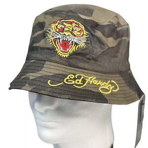 หมวกบักเก็ตลายพราง Ed Hardy ปักโลโก้เสือ สไตล์สตรีท ยูนิเซ็กส์ สำหรับฤดูใบไม้ผลิและฤดูร้อน ใส่สบายๆ - Product Image 1