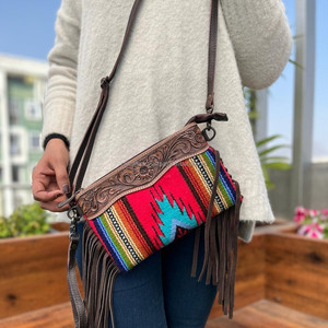 Nouveau Western usiné à la main en cuir frange selle couverture bracelet fronde sac à main vente chaude 100% en cuir véritable femmes sacs à main - Product Image 2